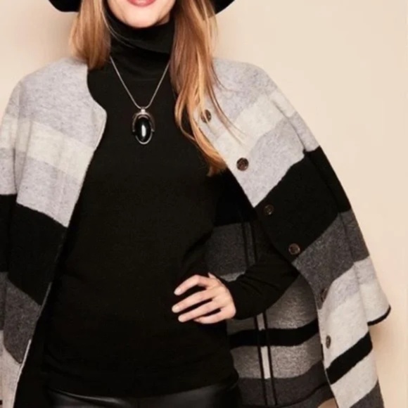 Talbots Colorblock Wool Blend Coat Small Petite - Picture 2 of 6